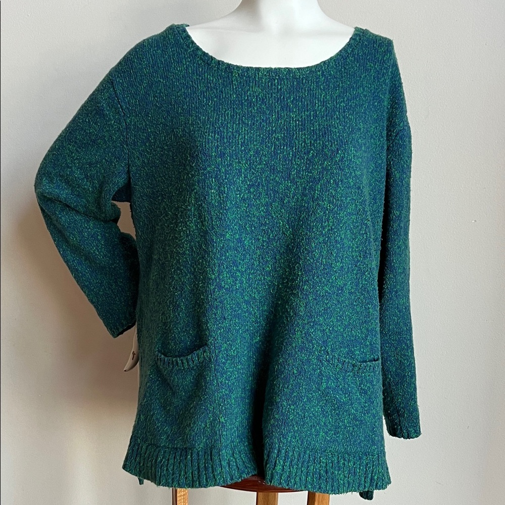 J jill Women's Teal Sweater with Pockets comfortable and casual loungewear